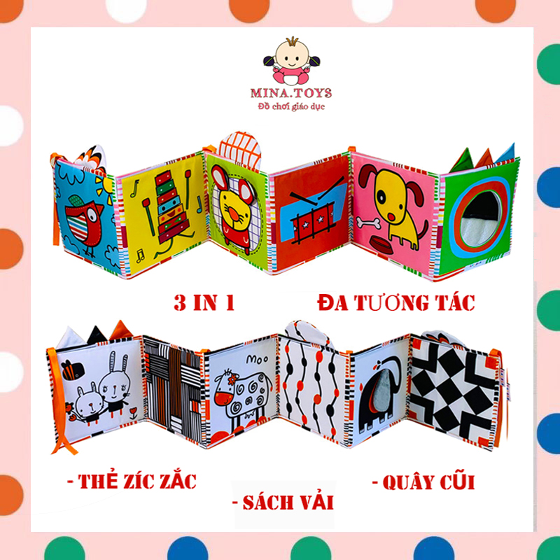 Quây nôi/cũi kiêm sách vải và thẻ zíc zắc - đa tương tác - chính hãng lalala baby