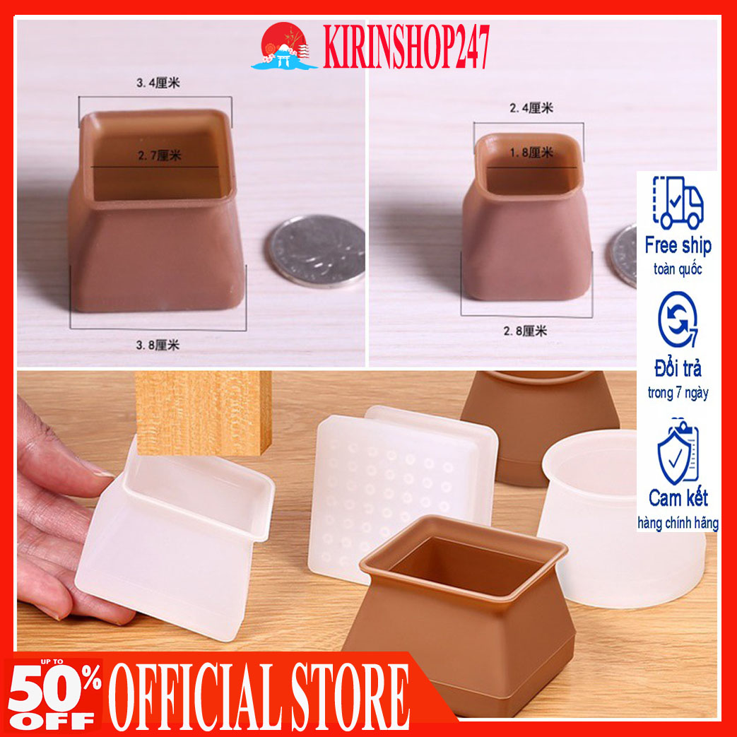 Set 4 Vỏ bọc chân ghế, bàn hình vuông bằng silicone dày