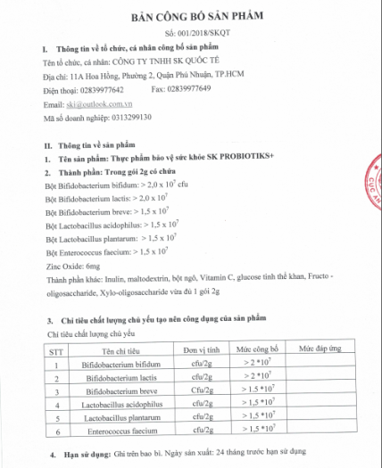 Men tiêu hóa gốc bào tử HÀN QUỐC: SK PROBIOTIKS+