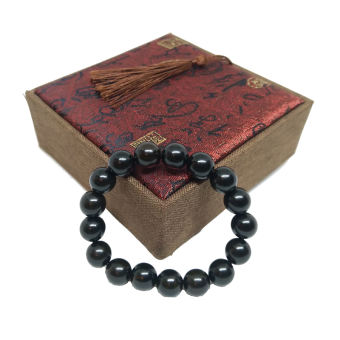 Vòng Tay Gỗ Mun Sừng Hạt Tròn Tự Nhiên, Vòng Tay Chuỗi Hạt Gỗ Mun Sừng Phong Thủy, Tặng Hộp Gấm