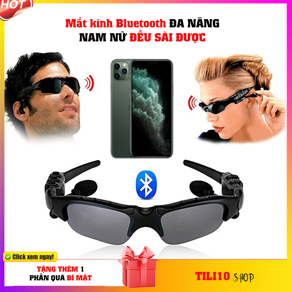 [HCM giao trong 2-4h] - Mắt Kính Bluetooth Đa Năng-Vừa Làm Mắt Kính Vừa Làm Tai Nghe - Dùng Khi Đi Chơi Đi Phượt Lái Xe.. Siêu Tiện Lợi - Nam Nữ Đều Sử Dụng Được [TILI10 Shop]