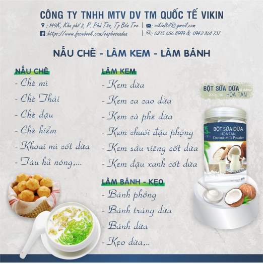 1 kg Bột Sữa Dừa(Cốt Dừa)Nguyên Chất,Không Đường, Dùng Để Nấu Ăn,Pha Chế Sinh Tố, Đồ uống,Hạn Sử dụng 12 tháng