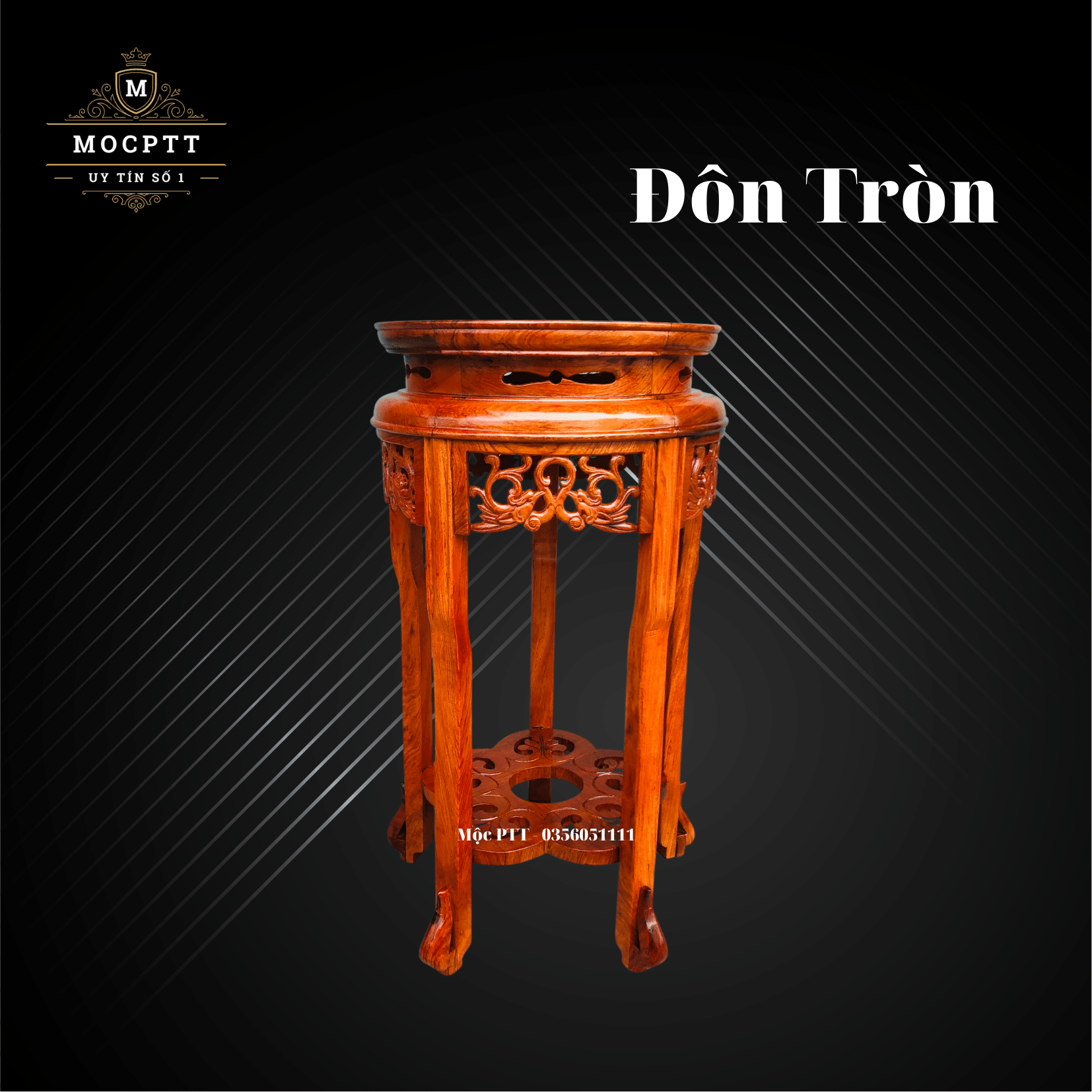 Đôn tròn kê tượng , cây cảnh , bình tửu gỗ hương đá kích thước mặt 30 , 35 cao 50 60 70 80 cm