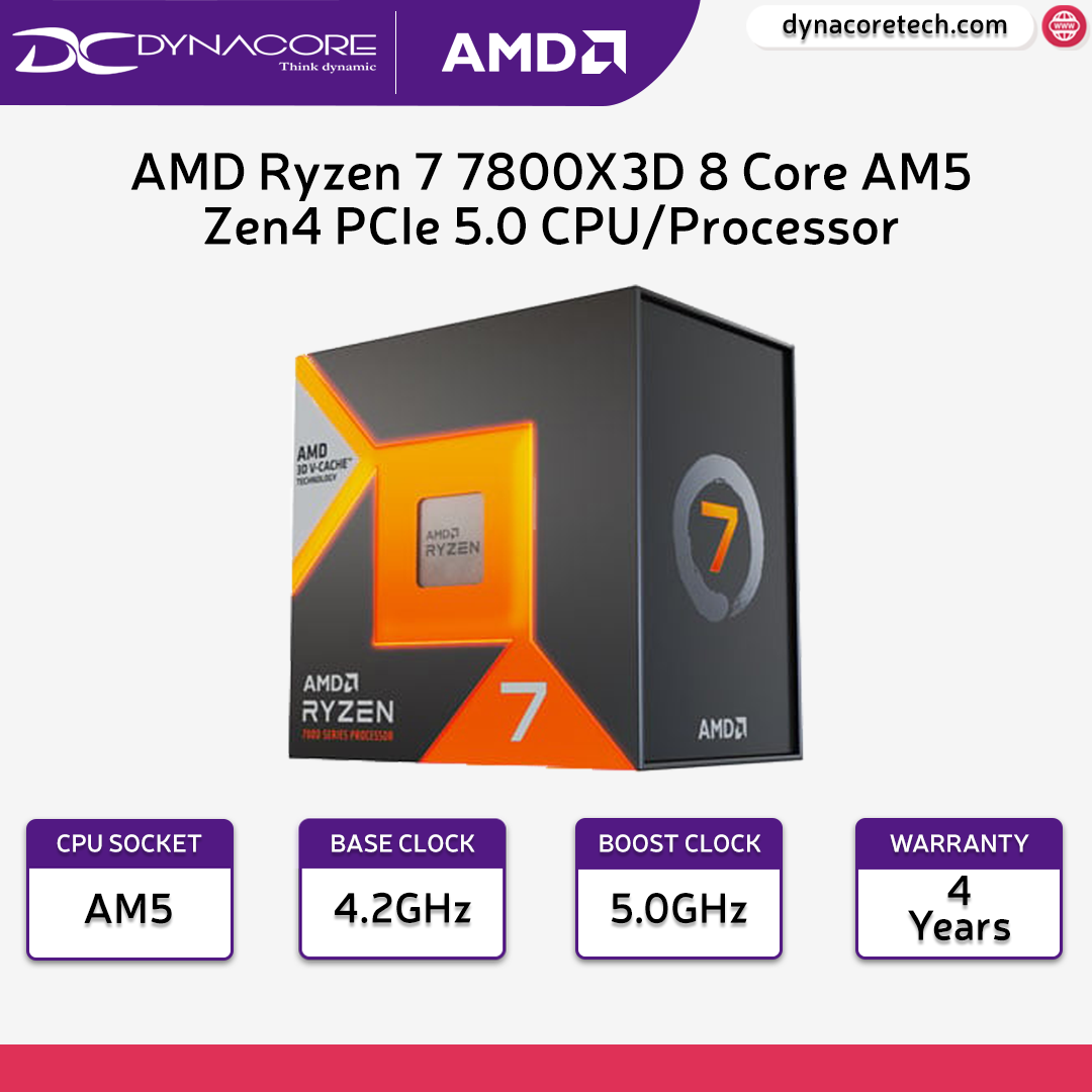 Amd Ryzen 7 7800X3D 8-Core Socket Am5 Gaming Cpu - 104Mb Cache