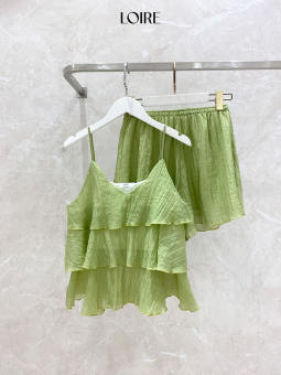 Bộ Đồ Ngủ 2 Dây Voan Lụa Bồng Bềnh Loirechic BHDN03