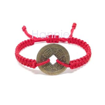 Vòng chỉ đỏ đồng xu dây rút - Vòng may mắn phong thủy tài vận đeo tay nam nữ