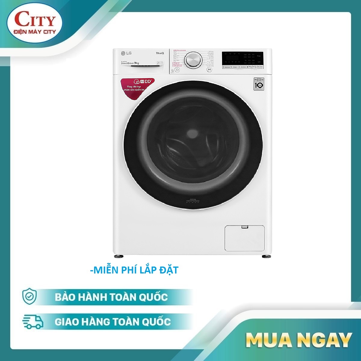 Máy giặt lg inverter 10 kg fv1410s5w-truyền động trực tiếp - sử dụng trí tuệ nhân tạo - miễn phí lắp đặt tại hà nội