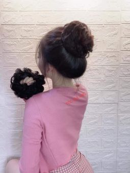 tóc giả nữ búi cột, búi rối, tóc giả cho người trung niên, tóc búi giả