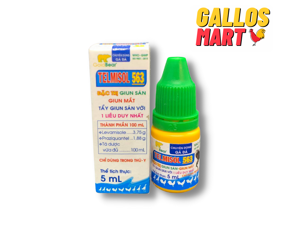 TELMISOL 563 TẨY GIUN ,XỔ LÃI CHO GÀ ĐÁ CHAI 5ML