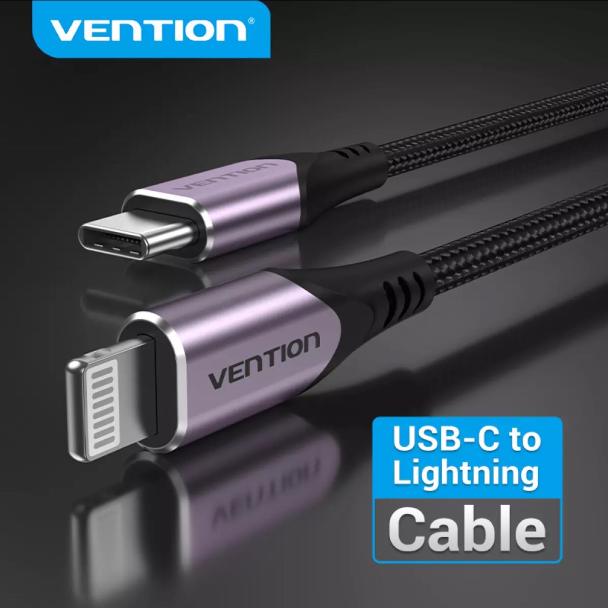 Vention Lightning Cable PD 20W iphone Charging Cable USB C to Lightning Fast Charging Cable Apple Charger Cable MFi certified 3A Date Cable compatible with Apple for iOS devices iphone Pro 12 11 X ipad Pro 2020 ipod iphone Charger Cable.