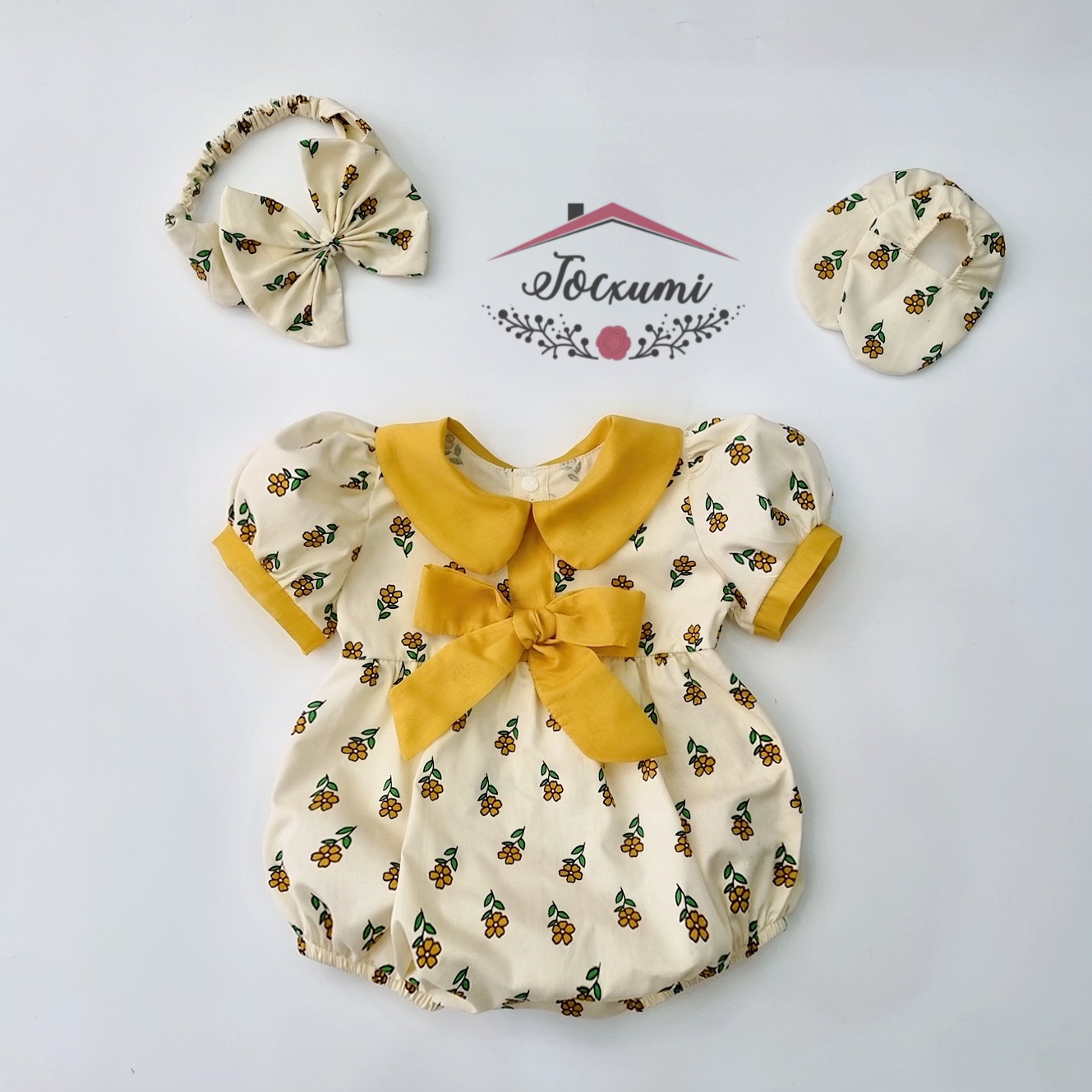 [MUA 1 ĐƯỢC 3] BODY HOA BABY VIỀN NƠ VÀNG TƯƠI XINH [THIẾT KẾ] - Tocxumi