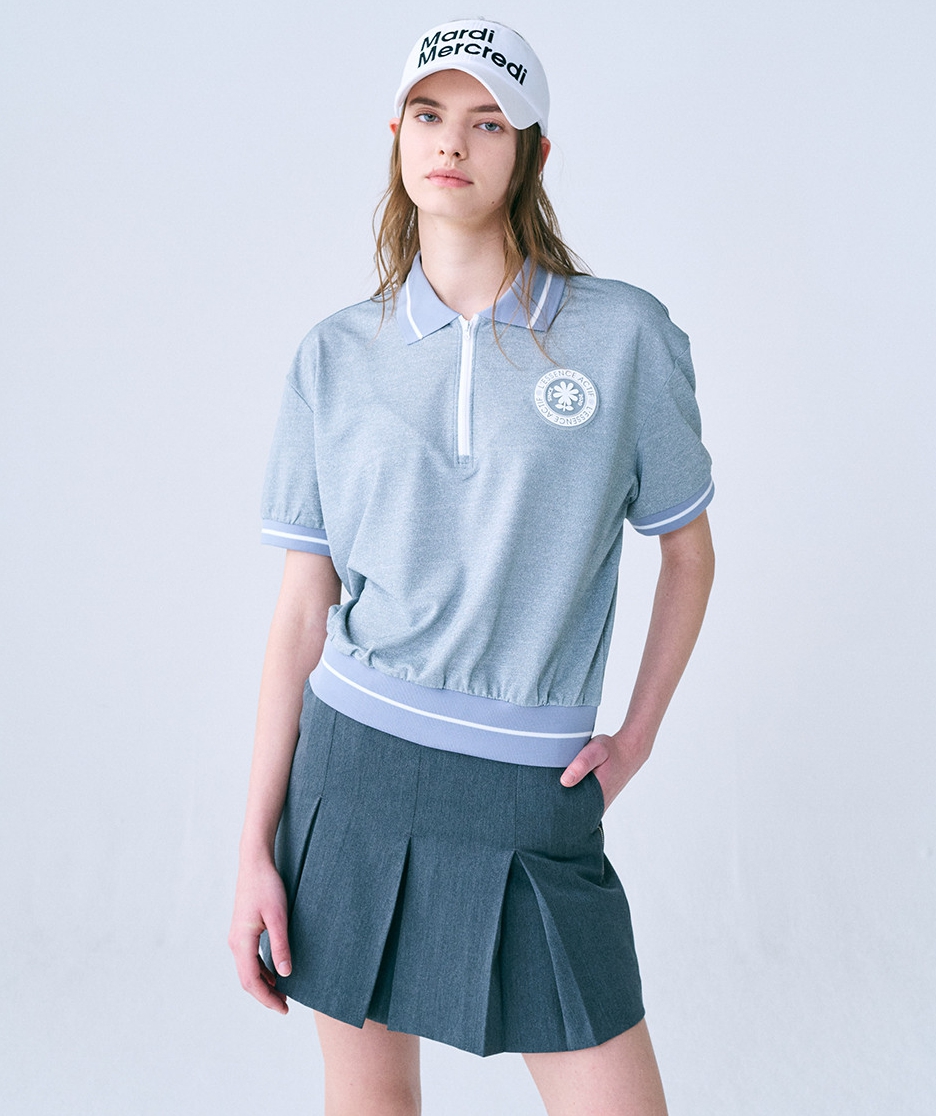 MARDI MERCREDI PIQUET ZIP UP TSHIRT ROUND EMOJI WAPPEN