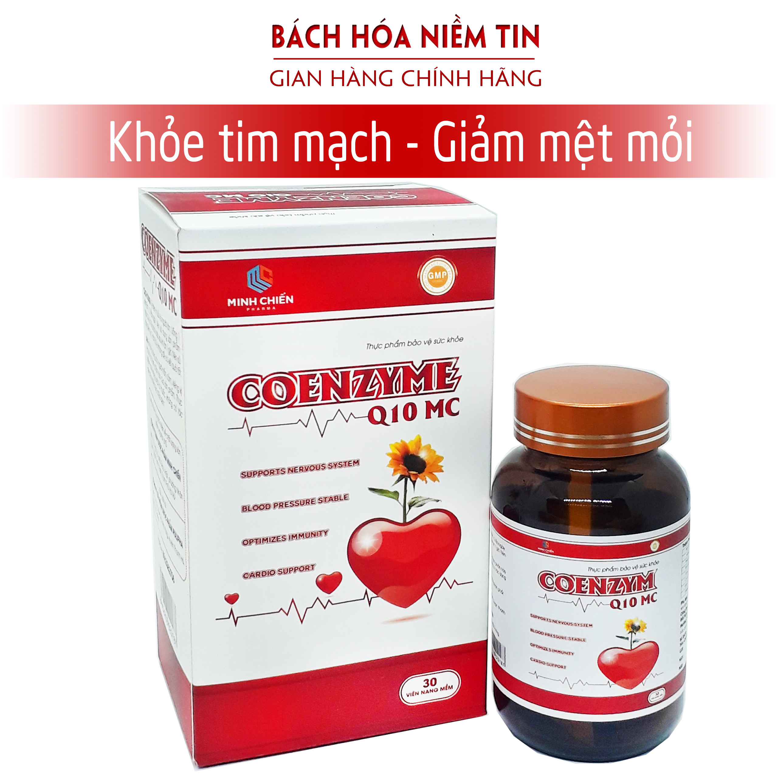 Viên uống bổ tim mạch, điều hòa huyết áp Coenzym Q10 (Hộp 30 viên) thành phần thảo dược hiệu an toàn hiệu quả