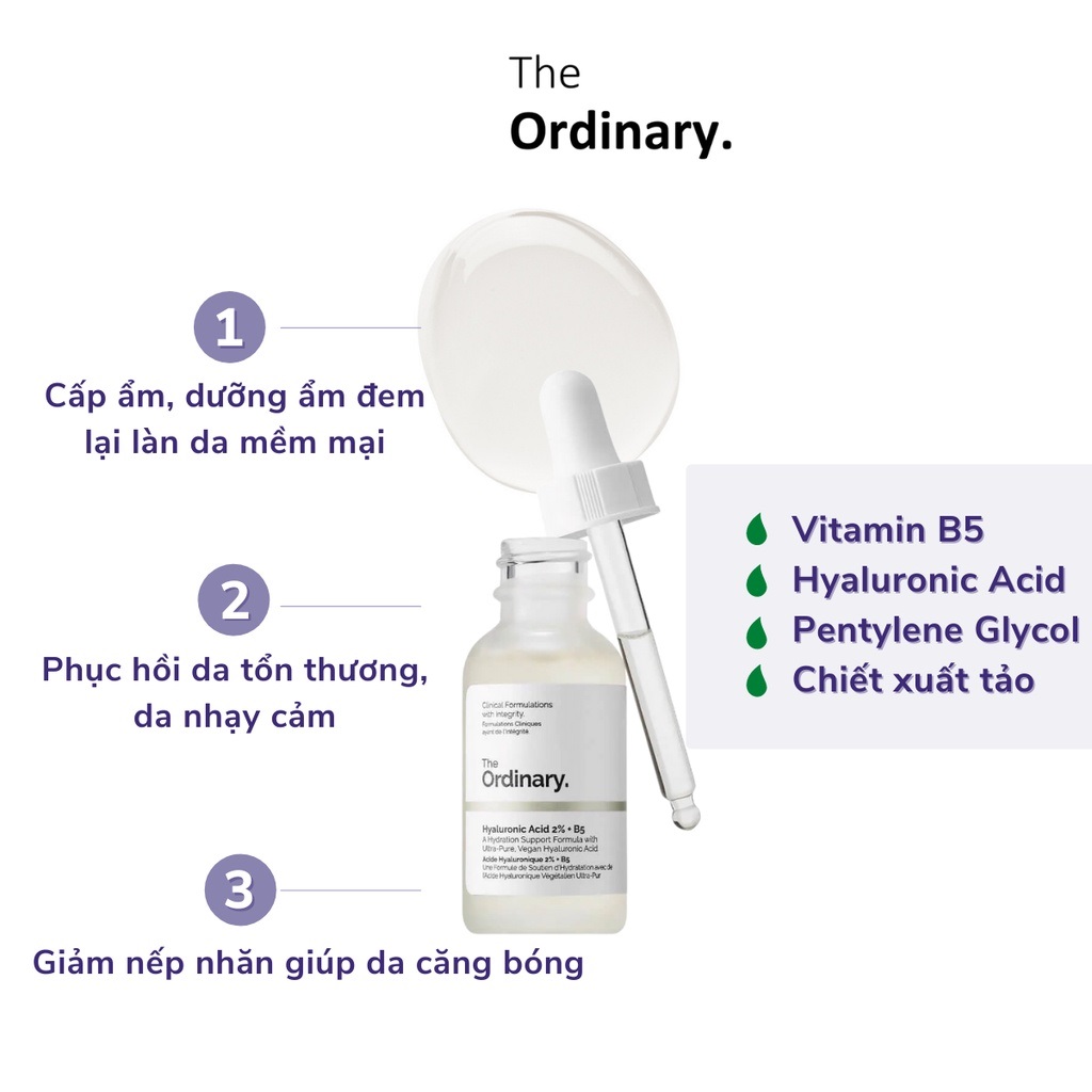 The Ordinary Hyaluronic Acid 2 B5 loại 30ml dòng serum cấp ẩm và phục hồi da hiệu quả