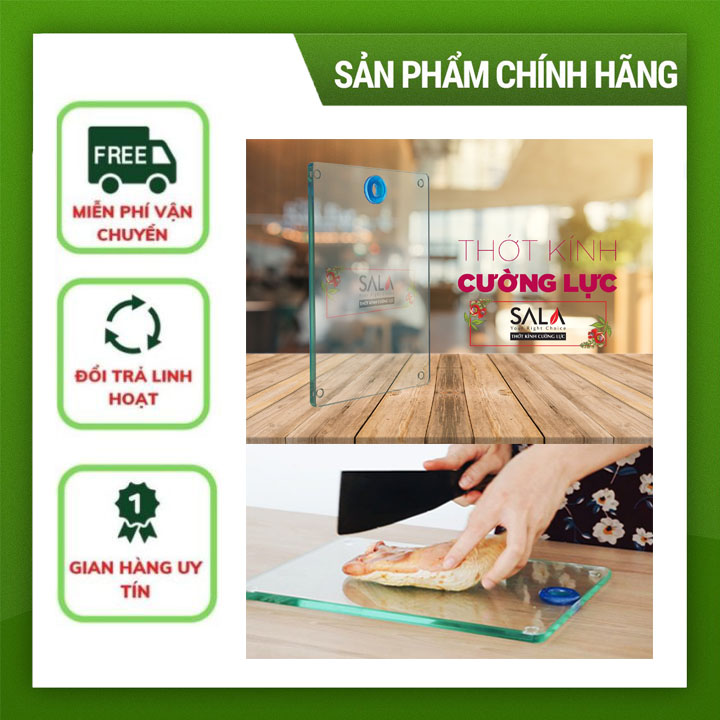 Thớt kính cường lực sala chính hãng loại 1 dày 12cm băm chặt thoải mái