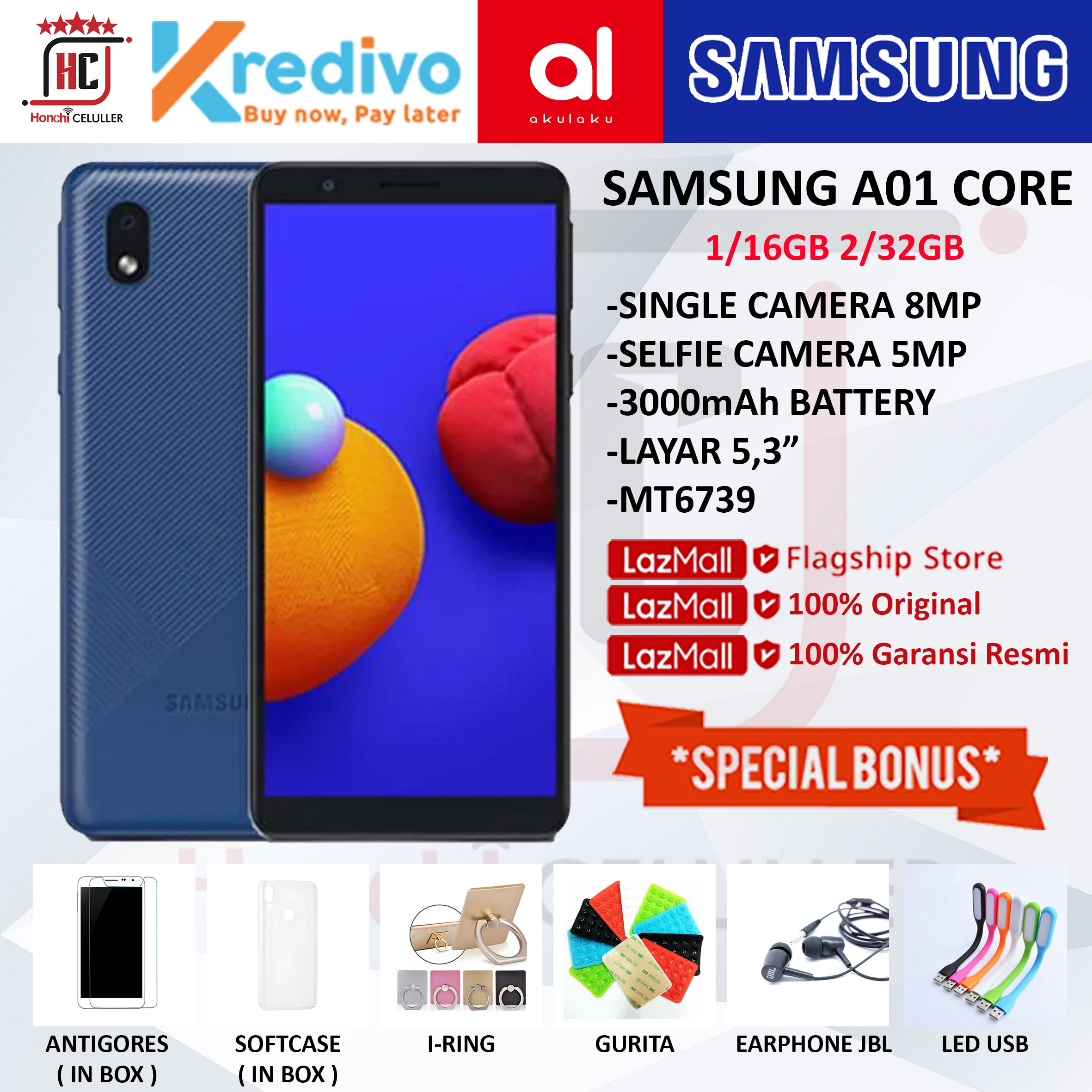SAMSUNG A01 CORE RAM 1GB 2GB ROM 32GB 1/16GB 2/32GB GARANSI RESMI SEIN Harga  999,000 Ringgit*Penghantaran Percuma