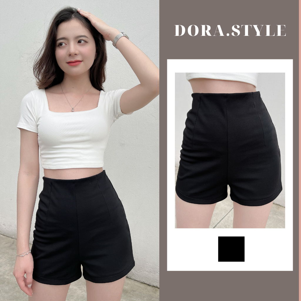 Quần short nữ dance lưng cao khoá giọt lệ Dorastyle chất liệu tuyết mưa đứng dáng, quần đùi tôn dáng phom từ 40kg đến 60kg cho các nàng mã 516