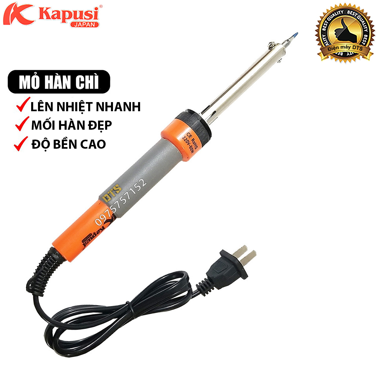 Mỏ hàn thiếc mỏ hàn chì điện tử 80W Kapusi JAPAN lên nhiệt nhanh mối hàn đẹp độ bền cao - Combo cuộn
