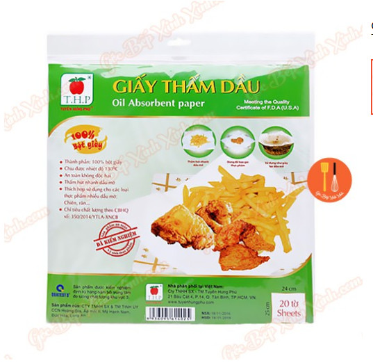 Giấy thấm dầu ăn khổ 24*30 t.h.p 20 tờ