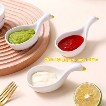 Chén gia vị, chén đựng nước chấm bằng sứ thiên nga, đựng tương ớt, tương decor, chén đựng nước chấm, chén đựng nước tương, chén, chén đựng nước chấm nhà bếp, chén hình thiên nga, chén hình con vịt,