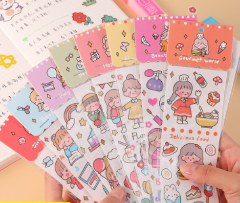 Sticker cute hình dán dễ thương miếng dán trang trí jourenal stickers dài nhiều màu lựa chọn