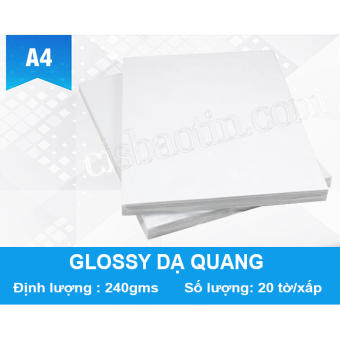 GIẤY GLOSSY DẠ QUANG A4 240G- XẤP 20 TỜ