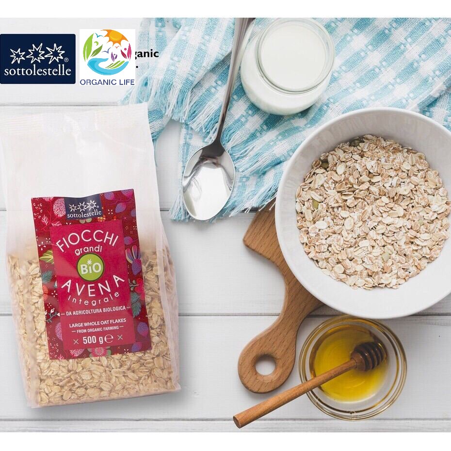 Yến mạch nguyên cám hữu cơ cán vụn / cán lớn Sottolestelle 500g