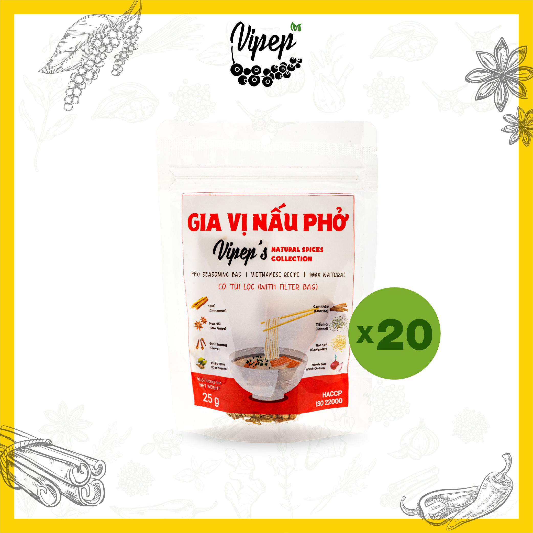 Gia vị nấu phở bò/gà - gia vị nấu bún bò - ninh/hầm gà Vipep
