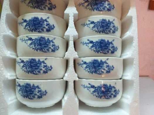 Bộ 10 chén sứ opal cao cấp - bộ 10 chén sứ hoa văn cao cấp