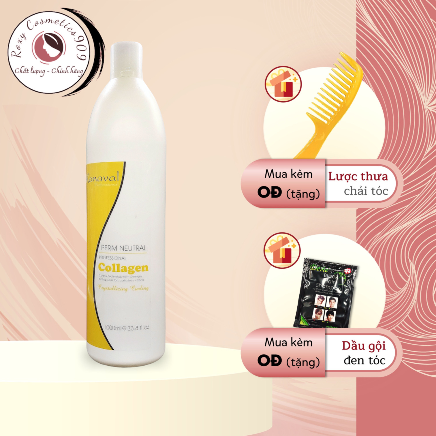 Thuốc uốn tóc, Uốn tóc Kanaval Professional, thuốc uốn tóc đa năng chai 1000ml - Roxy Cosmetics 909