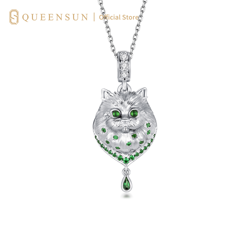 18k Gold Lab Diamond Cute Teddy Dog Pendant Necklace Color Diamond necklace 18K  Pet Jewelry 精致立体动物配饰 /Cute gift