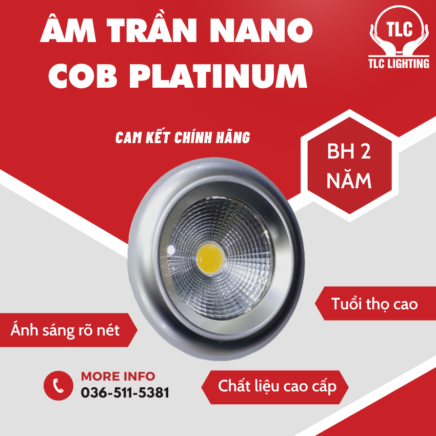 Đèn lắp nhà ở, Âm trần nano cob platium, Đèn led - Đèn LED Âm Trần Nano COB TLC  Siêu Sáng, Siêu Tiết Kiệm, Ánh Sáng Trung Thực - Bảo Hành Uy Tín