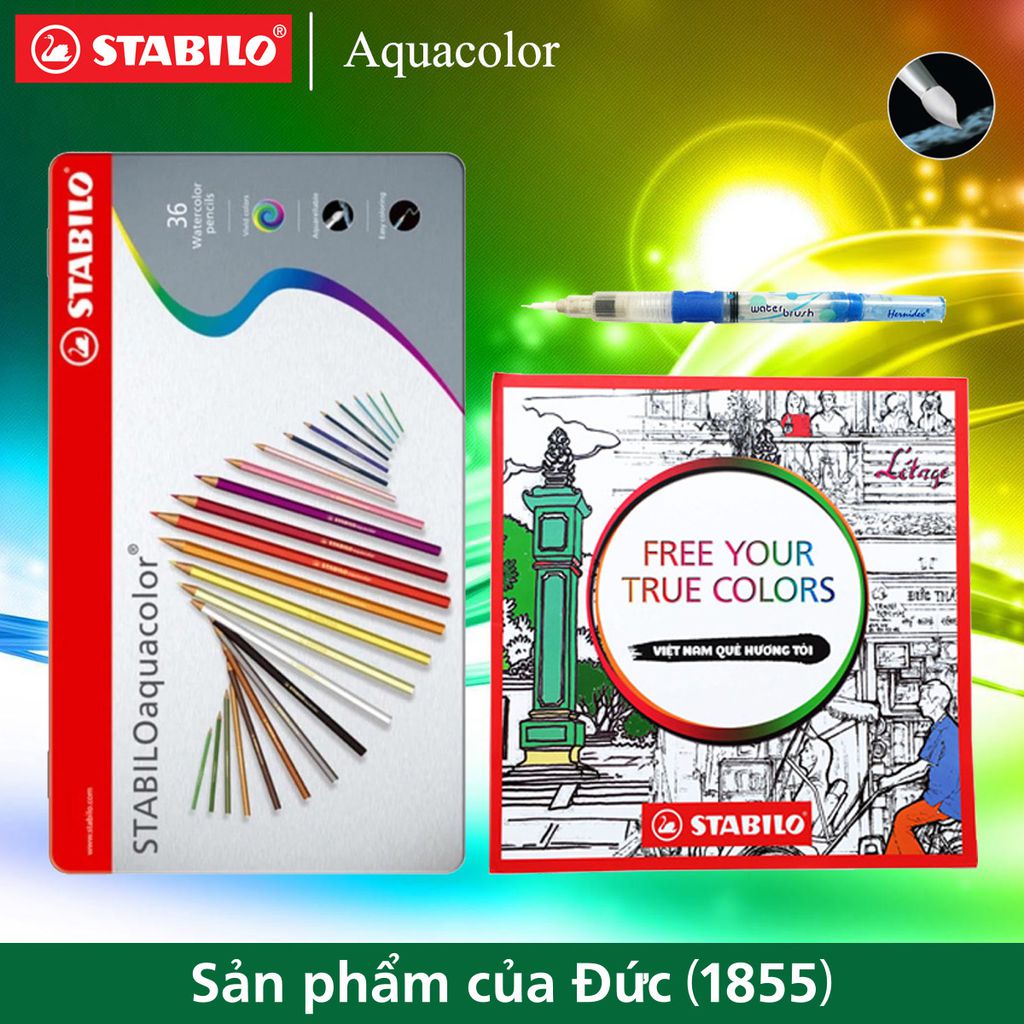 Combo Hộp chì màu nước STABILOaquacolor hộp thiếc 36 màu