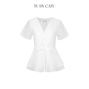NHẬP MÃ LAZTUBYCATU GIẢM 50K/399K  TUBYCATU | Áo organza cổ bẻ rút eo nhiều màu