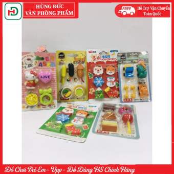 1 vỉ tẩy bút chì hình đồ chơi, đồ ăn,ô tô, giáng sinh Siêu dễ thương siêu sạch