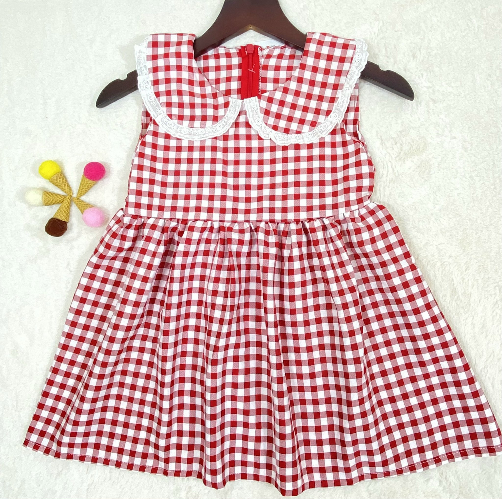 Đầm bé gái,váy trẻ em kẻ ca rô phối ren siêu xinh cho bé ,SHOPMINAKIDS size 0 đến 8 tuổi. - 3