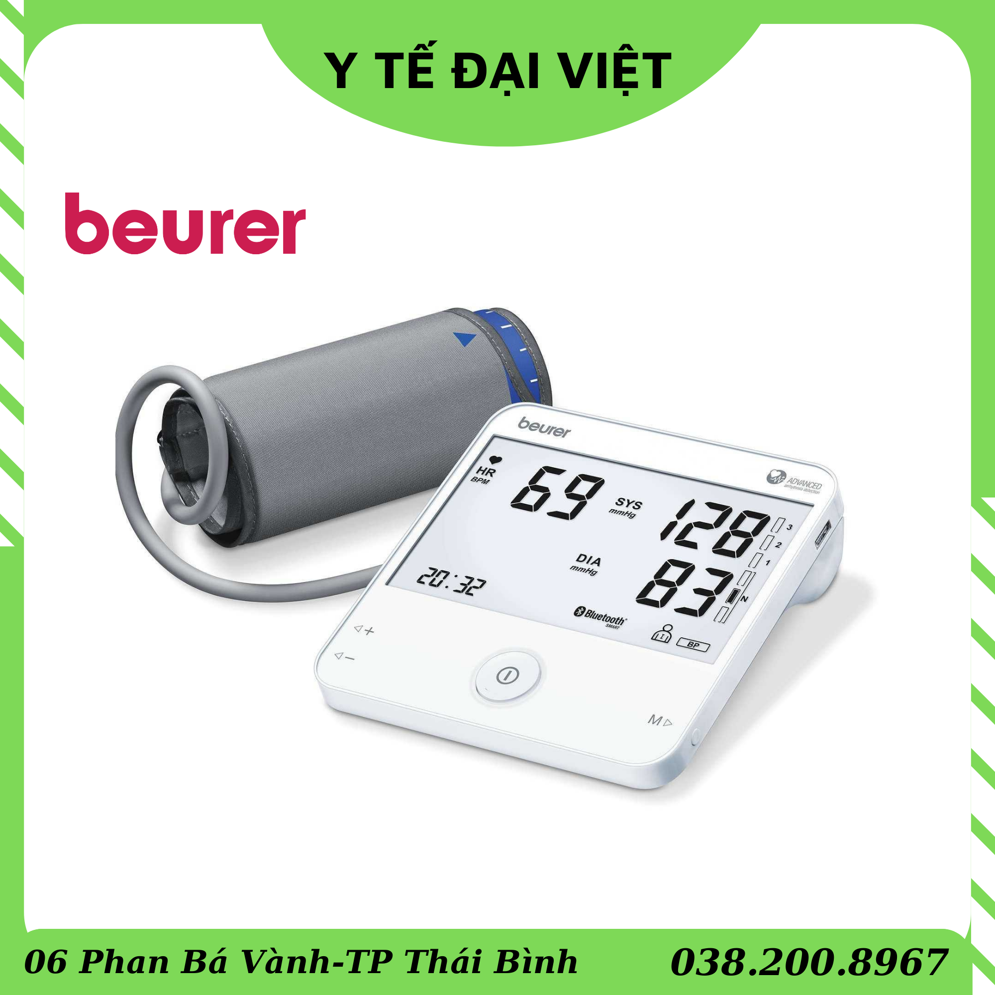 Máy đo huyết áp beurer bm95 nhập khẩu đức công nghệ bluetooth bảo hành chính hãng 3 năm kèm sạc