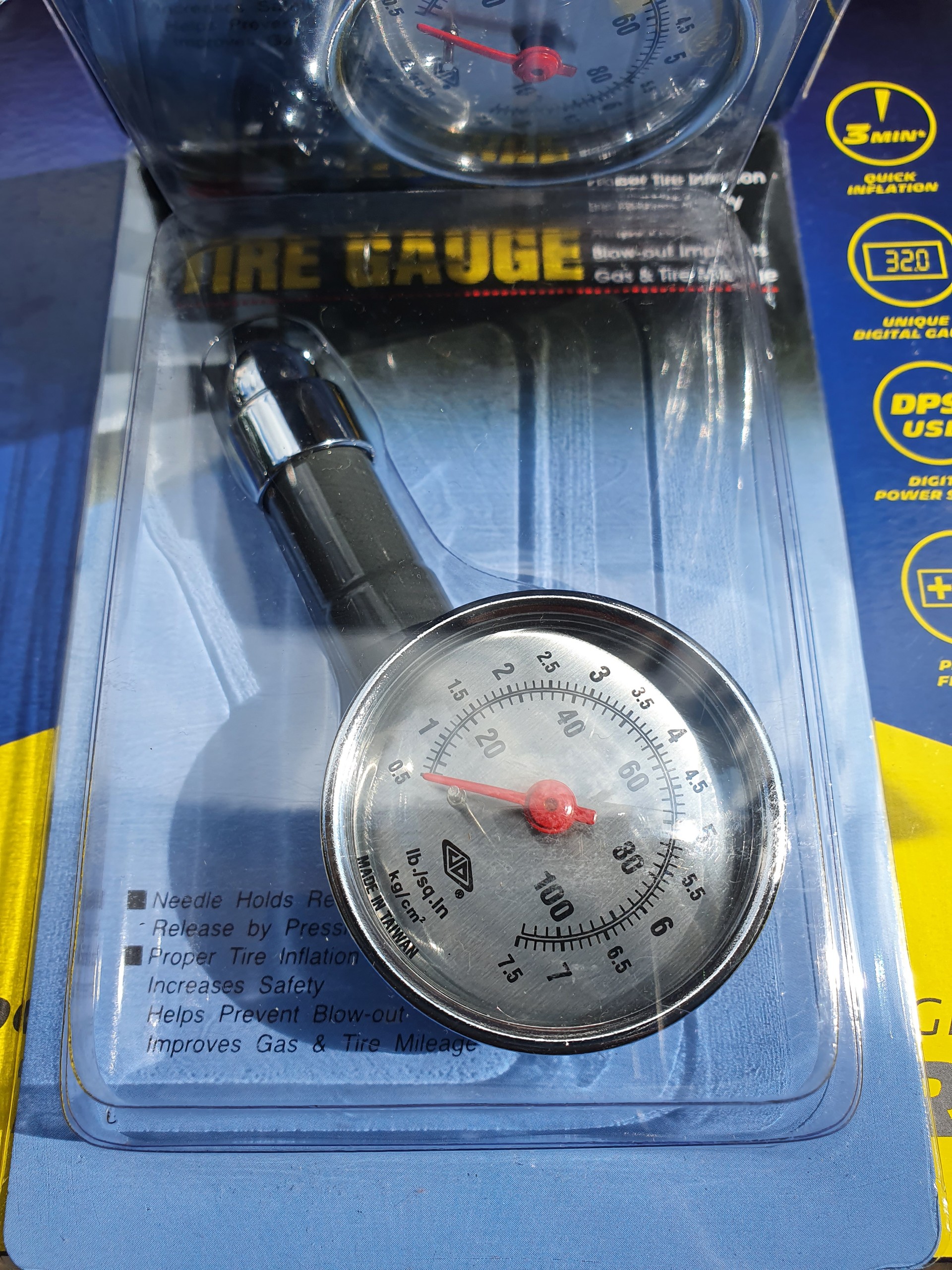 Đồng hồ đo áp suất lốp Tire Gauge. Hàng cao cấp nhập khẩu Đài Loan.