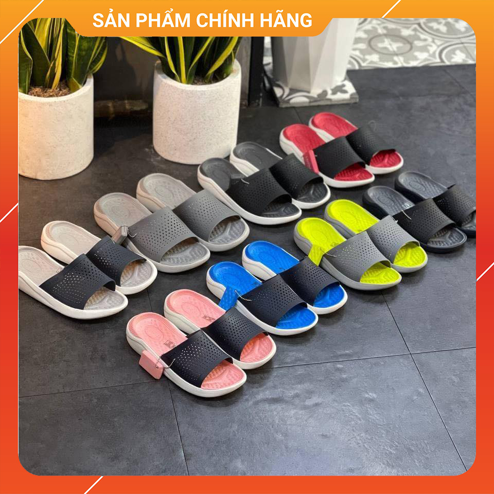Dép Crocs Literide Slide NamChính Hãng, Mẫu quai ngang nguyên đôi đi mưa, lót đệm êm chống trơn trượt.