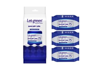 ComBo 3 Gói Khăn Ướt Cồn Let Green Mini 12 miếng/Gói