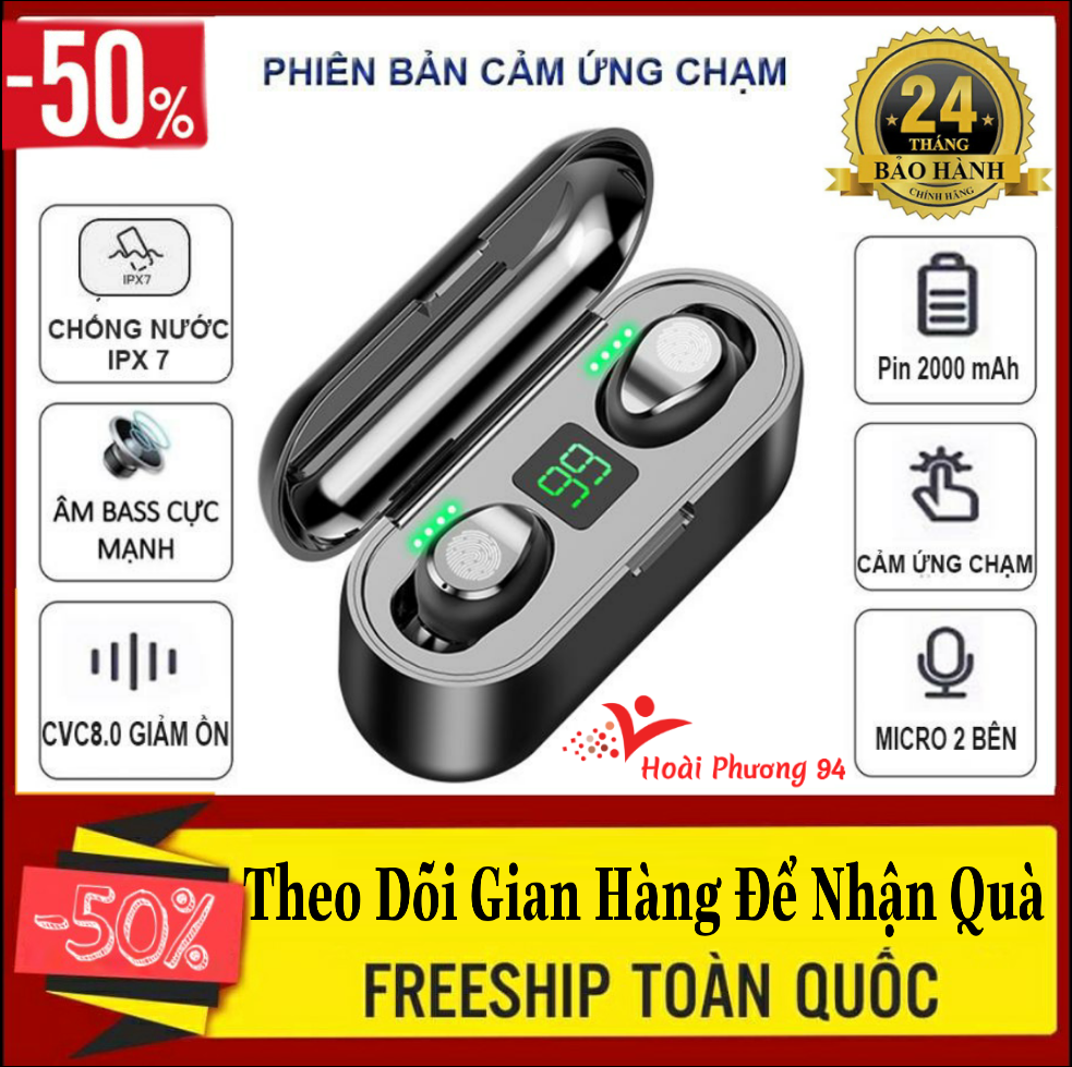 Tai Nghe Bluetooth AMOI F9 Phiên Bản Pro Quốc Tế Nút CẢM ỨNG Bluetooth 5.0 Kén Sạc 2000 Mah Màn Hình LED - Tai Nghe Bluetooth Không Dây Amoi F9 Pin Trâu - Tai Nghe Buetooth Nghe Nhạc