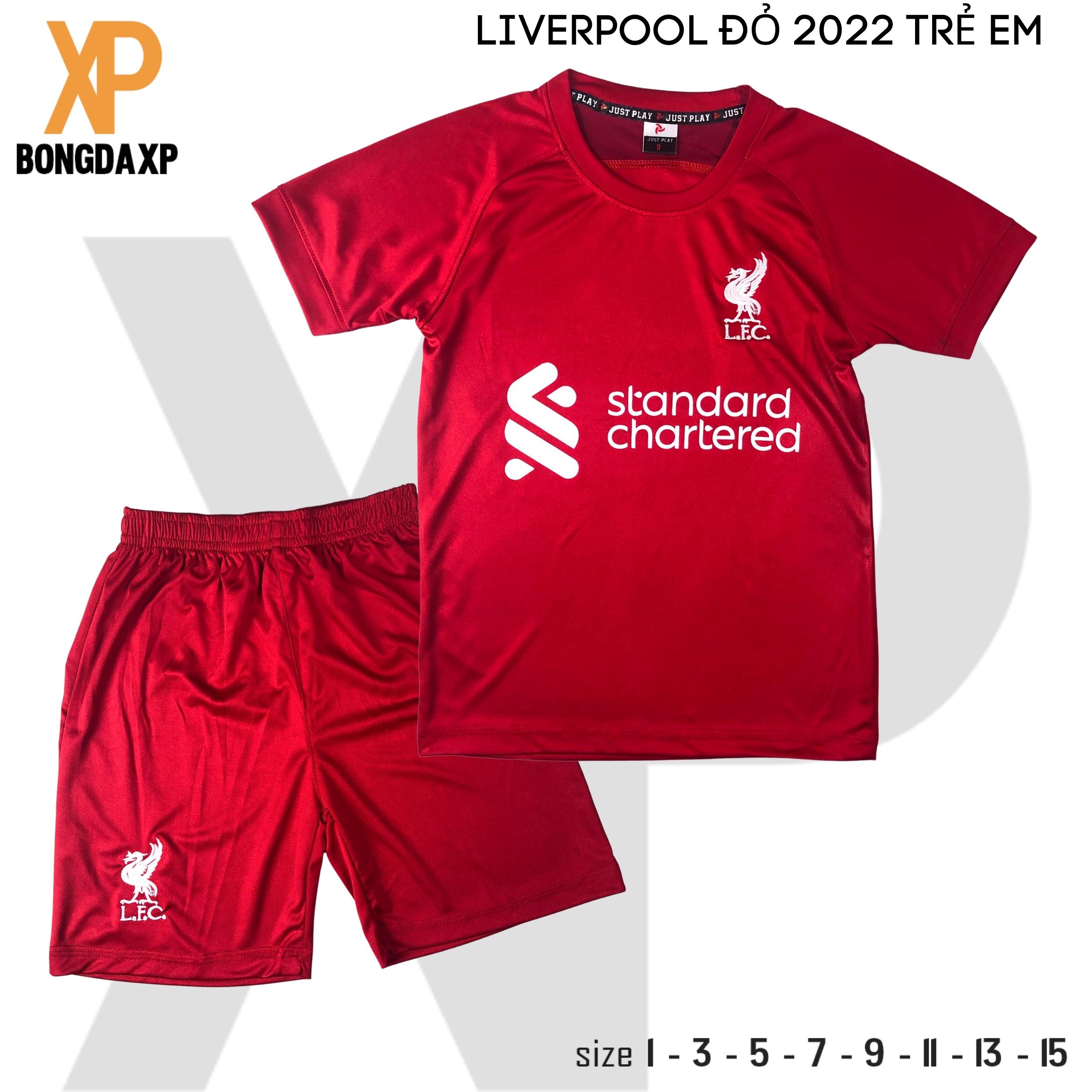 Quần áo bóng đá trẻ em, đồ đá banh trẻ em CLB Liverpool Đỏ Vải thun lạnh cao cấp