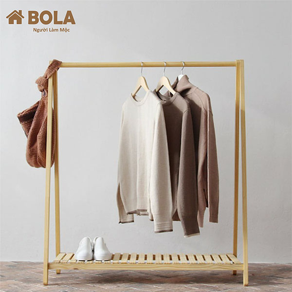 Kệ/Giá Treo Quần Áo Chữ A Gỗ Thông Tự Nhiên 1 Tầng Bola