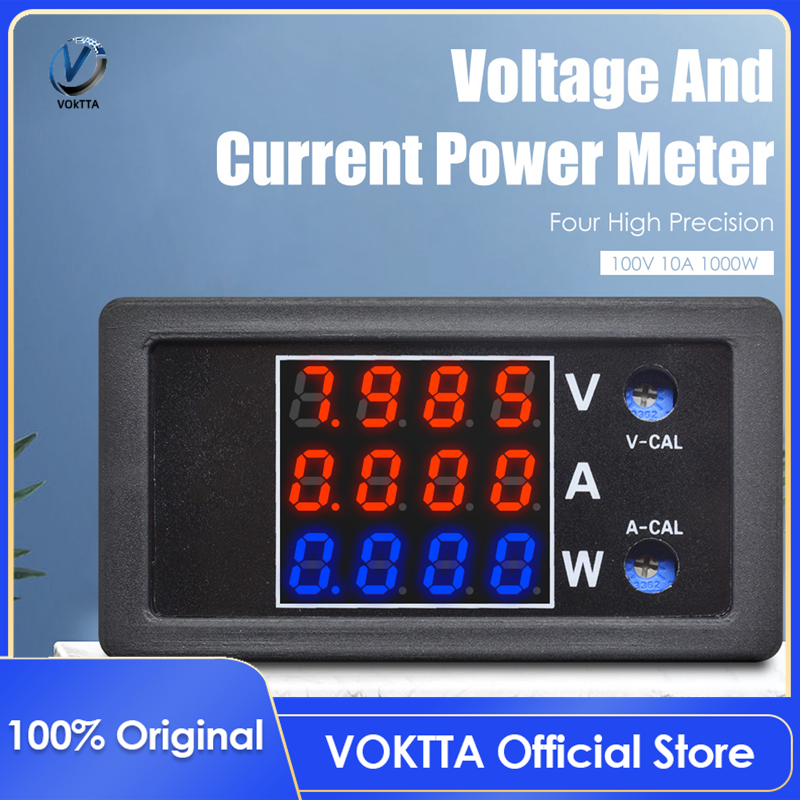 Đồng hồ đo điện kỹ thuật số 100v 10a 1000w chính hãng độ chính xác cao 4 bit voktta vôn kế ampe kế detector màn hình bảng điều khiển volt amp điện áp hiện tại tester