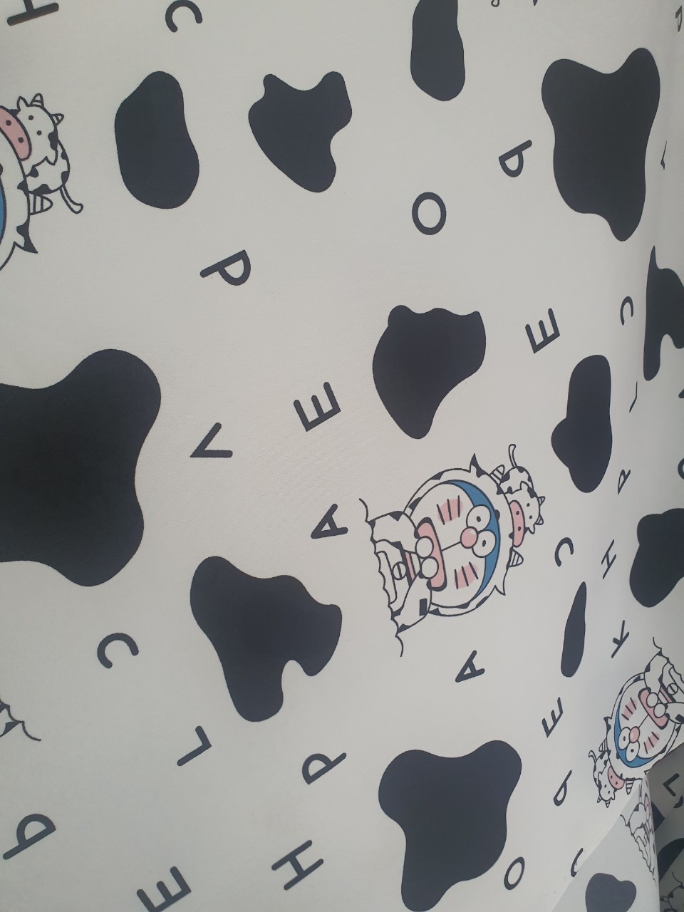 vải mango họa tiết loang bò siêu cute