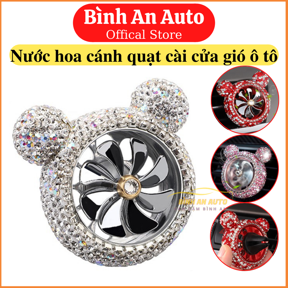 Nước hoa ô tô kẹp cửa gió điều hoà ô tô, Nước hoa, sáp thơm quạt cài cửa gió điều hoà ô tô, Nước Hoa Sáp Thơm Hình Gấu Siêu Xinh
