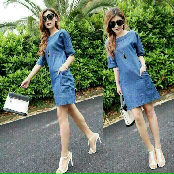 [HCM]ĐẦM JEAN SUÔNG CỔ THUYỀN