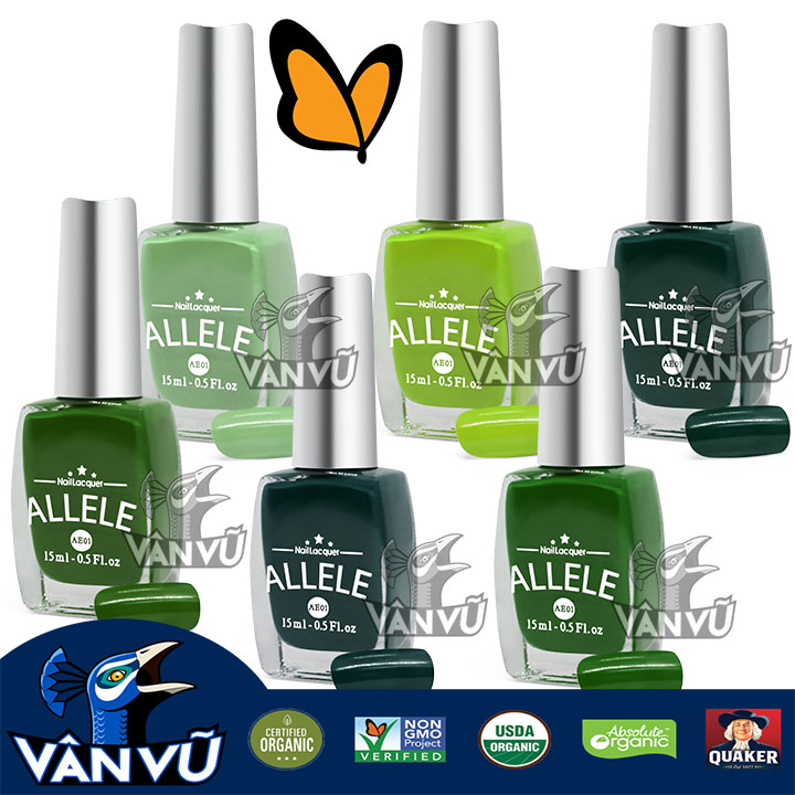 Các Gam Xanh Lá, Xanh Rêu, Xanh Pastel, Sơn Móng Tay Allele 15ml Mẫu Mới, Tông Màu Lên Đẹp, Quyến Rũ, An Toàn