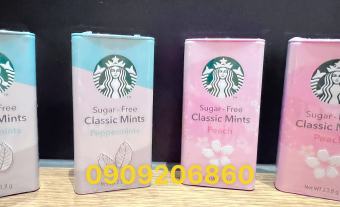 Kẹo Starbucks hương bạc hà và hương đào, sugar free (không đường)
