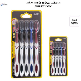 Bàn Chải Đánh Răng Dành Cho Người Lớn Đầu Bàn Chải Lông Mịn 5 Cây 1 Hộp